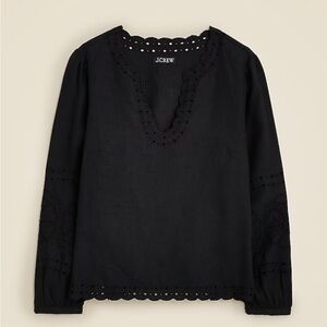 J. Crew Bungalow embroidered top in linen